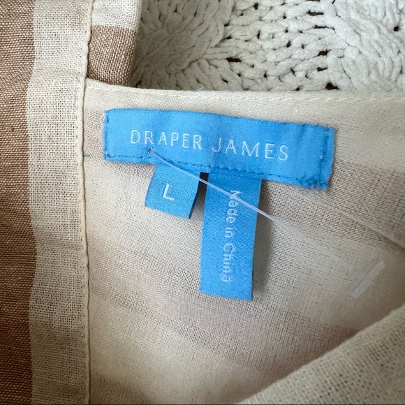 Draper James Linen Blend Babydoll Dress in Awning Stripe Tan Cream Size L - Picture 7 of 14